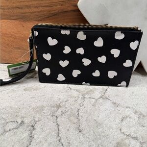 Kate Spade Black and White Heart Wristlet